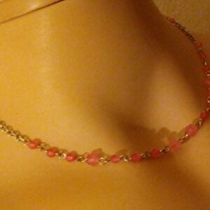 Express silver pink beaded necklace